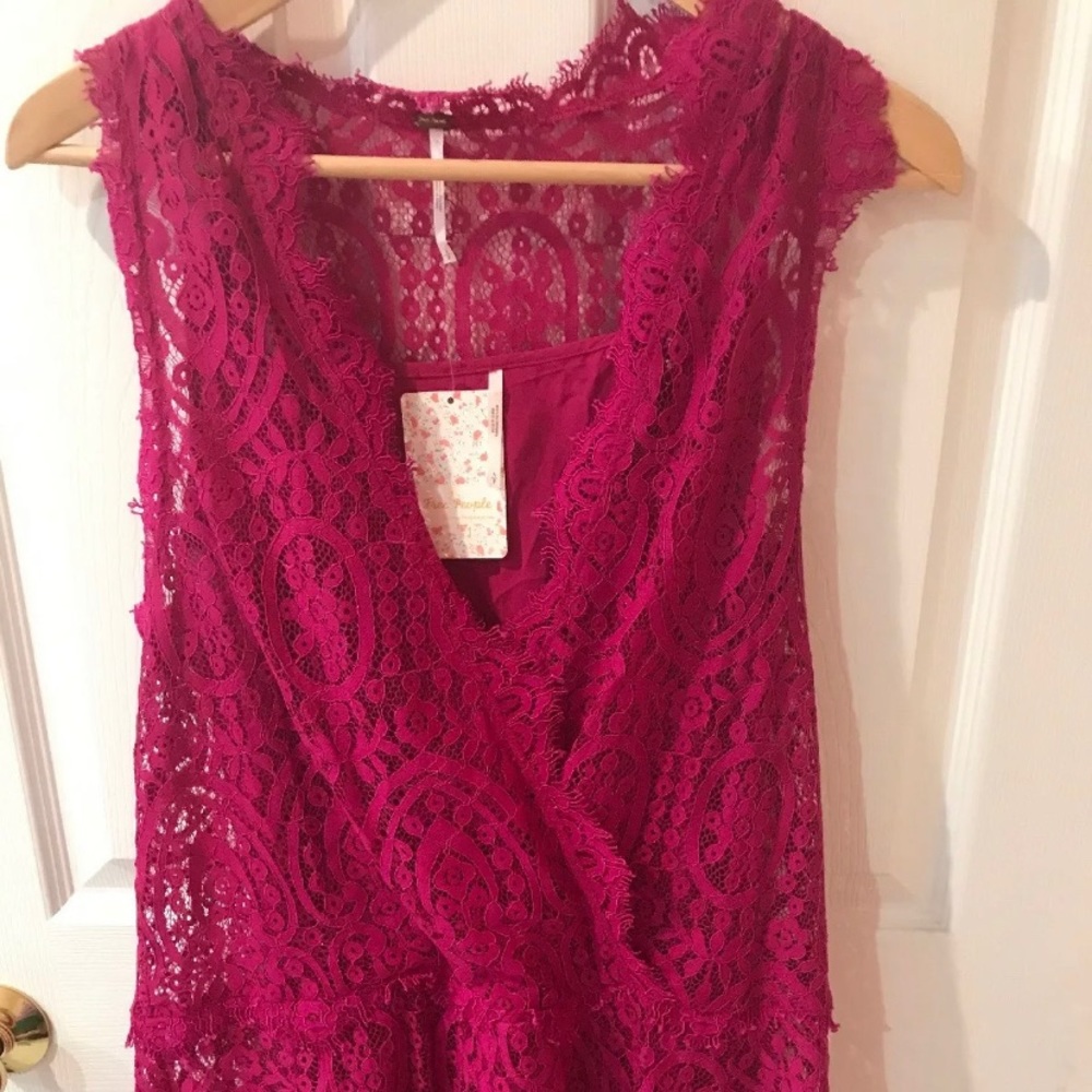 NWT Free People Bright Orchid Lace Dress Sz Small